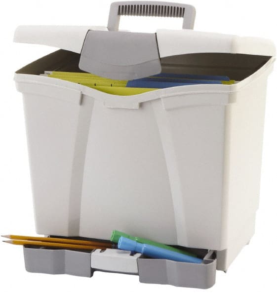 Storex - 1 Compartment, 14" Wide x 14-1/2" High x 11-1/4" Deep, File Storage Boxes - Plastic, Black - Exact Tooling