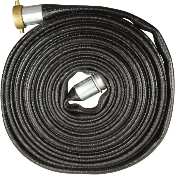 Dixon Valve & Coupling - 1-1/2" ID, 200 Working psi, Black Nitrile Fire Hose - Male x Female NST (NH) Ends, 100' Long, 600 Burst psi - Exact Tooling