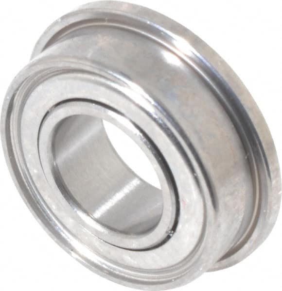 Value Collection - 3/16" Bore Diam, 3/8" OD, Double Shield Miniature Radial Ball Bearing - 1/8" Wide, With Flange, 1 Row, Round Bore, 56 Lb Static Capacity, 160 Lb Dynamic Capacity - Exact Tooling