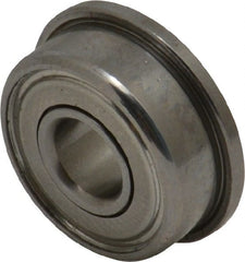 Value Collection - 5/64" Bore Diam, 1/4" OD, Double Shield Miniature Radial Ball Bearing - 9/64" Wide, With Flange, 1 Row, Round Bore, 23 Lb Static Capacity, 70 Lb Dynamic Capacity - Exact Tooling