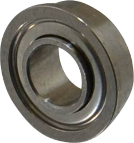 Value Collection - 3/16" Bore Diam, 3/8" OD, Double Shield Miniature Radial Ball Bearing - 1/8" Wide, With Flange, 1 Row, Round Bore, 56 Lb Static Capacity, 160 Lb Dynamic Capacity - Exact Tooling