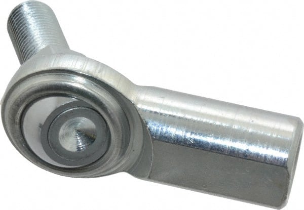 Made in USA - 7/16" ID, 1-1/8" Max OD, 6,402 Lb Max Static Cap, Female Spherical Rod End with Stud - 7/16-20 RH, Steel with Steel Raceway - Exact Tooling
