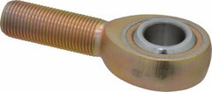 Made in USA - 5/8" ID, 1-1/2" Max OD, 7,400 Lb Max Static Cap, Plain Male Spherical Rod End - 5/8-18 RH, Steel with Bronze Raceway - Exact Tooling