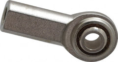 Made in USA - 1/4" ID, 3/4" Max OD, 1,380 Lb Max Static Cap, Plain Female Spherical Rod End - 1/4-28 RH, Stainless Steel with Stainless Steel Raceway - Exact Tooling