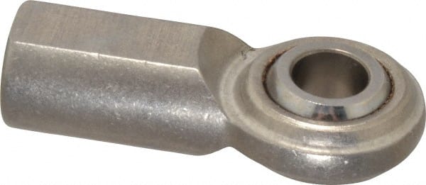 Made in USA - 1/2" ID, 1-5/16" Max OD, 4,720 Lb Max Static Cap, Plain Female Spherical Rod End - 1/2-20 RH, Stainless Steel with Stainless Steel Raceway - Exact Tooling