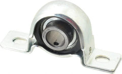 Value Collection - 5/8" ID, 3.8437" OAL x 2" OAH Pillow Block - 1,060 Lb Static Cap, 2,110 Lb Dyn Cap, 2.9843" Btw Mnt Hole Ctrs, 1" Base-to-Ctr Ht, Stamped Steel Rubber Mount - Exact Tooling