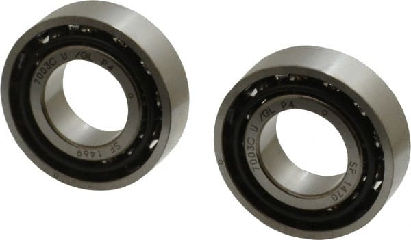 Nachi - 17mm Bore Diam, 35mm OD, Open Angular Contact Radial Ball Bearing - 10mm Wide, 1 Row, Round Bore, 8,300 Nm Static Capacity, 11,400 Nm Dynamic Capacity - Exact Tooling