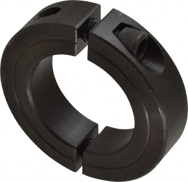 Climax Metal Products - 1-11/16" Bore, Steel, Two Piece Two Piece Split Shaft Collar - 2-3/4" Outside Diam, 11/16" Wide - Exact Tooling