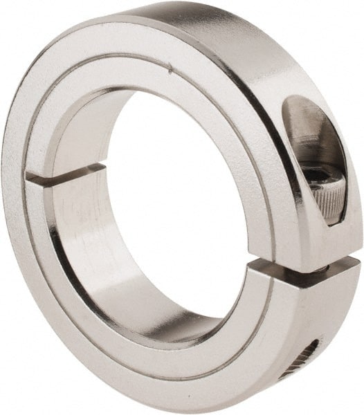 Climax Metal Products - 1-1/2" Bore, Stainless Steel, One Piece Clamp Collar - 2-3/8" Outside Diam, 9/16" Wide - Exact Tooling