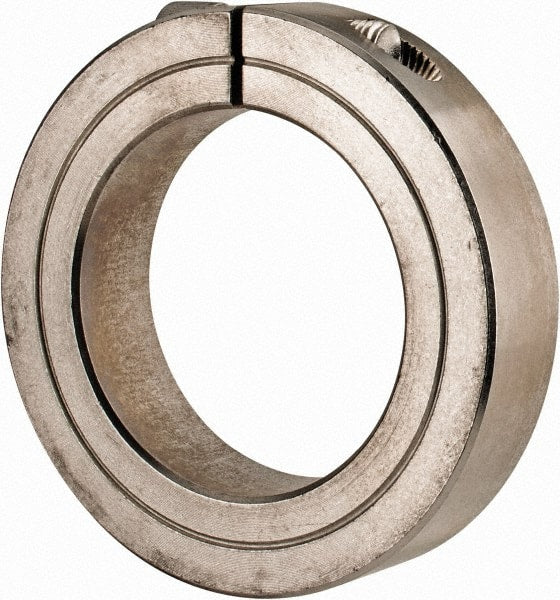 Climax Metal Products - 1-15/16" Bore, Stainless Steel, One Piece Clamp Collar - 3" Outside Diam, 11/16" Wide - Exact Tooling