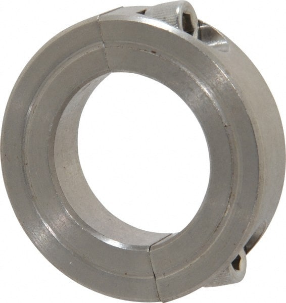 Climax Metal Products - 1-1/8" Bore, Stainless Steel, Two Piece Shaft Collar - 1-7/8" Outside Diam, 1/2" Wide - Exact Tooling