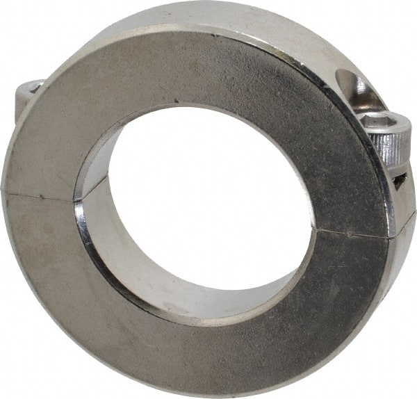 Climax Metal Products - 1-3/16" Bore, Stainless Steel, Two Piece Shaft Collar - 2-1/16" Outside Diam, 1/2" Wide - Exact Tooling