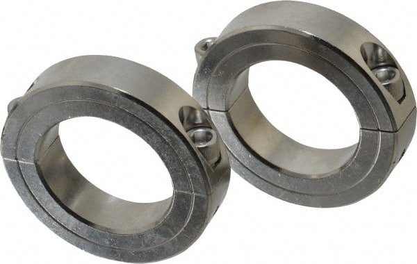 Climax Metal Products - 1-1/2" Bore, Stainless Steel, Two Piece Shaft Collar - 2-3/8" Outside Diam, 9/16" Wide - Exact Tooling