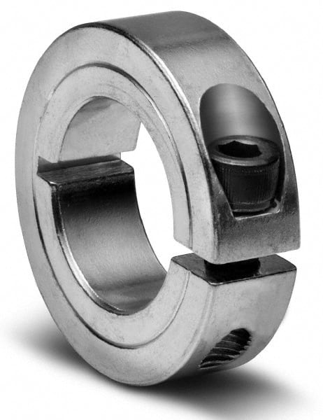 Climax Metal Products - 1-1/16" Bore, Aluminum, One Piece Clamping Shaft Collar - 1-7/8" Outside Diam, 1/2" Wide - Exact Tooling