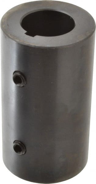 Climax Metal Products - 1-1/4" Inside x 2-1/4" Outside Diam, Mild Steel Set Screw Rigid Coupling with keyway - 4" Long x 1/4" Keyway Width x 1/8" Keyway Depth - Exact Tooling