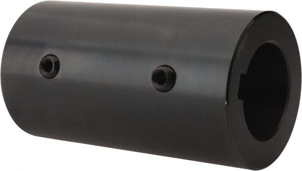 Climax Metal Products - 1-1/2" Inside x 2-1/2" Outside Diam, Mild Steel Set Screw Rigid Coupling with keyway - 4-1/2" Long x 3/8" Keyway Width x 3/16" Keyway Depth - Exact Tooling