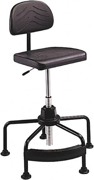 Safco - 17 to 35" High Industrial Chair - 25" Wide x 24" Deep, Polyurethane Seat, Black - Exact Tooling
