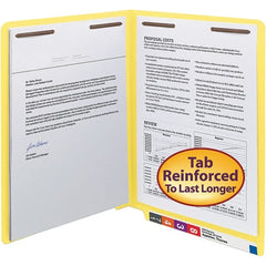 SMEAD - 12-1/4 x 9-1/2", Letter Size, Yellow, File Folders with End Tab - 11 Point Stock, Straight Tab Cut Location - Exact Tooling