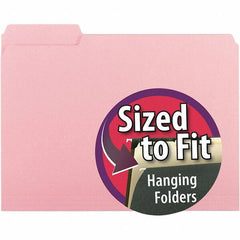 SMEAD - 11-5/8 x 9-3/16", Letter Size, Pink, File Folders with Top Tab - 11 Point Stock, 1/3 Tab Cut Location - Exact Tooling