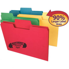 SMEAD - 11-5/8 x 9-1/2", Letter Size, Assorted Colors, File Folders with Top Tab - 14 Point Stock, Assorted Tab Cut Location - Exact Tooling