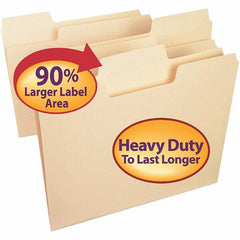 SMEAD - 11-5/8 x 9-1/2", Letter Size, Manila, File Folders with Top Tab - 14 Point Stock, Assorted Tab Cut Location - Exact Tooling