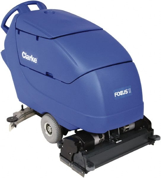 Clarke - 28" Cleaning Width, Battery Powered Floor Scrubber - 0.81 hp, 613 RPM, 23 Gal Tank Capacity - Exact Tooling