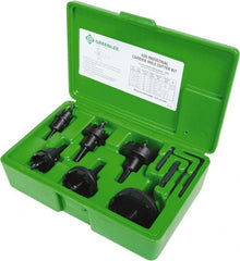 Greenlee - 11 Piece, 7/8 to 2-1/2" Cutter Diam, 0.187" Cutting Depth, Carbide Annular Cutter Set - Oxide Finish - Exact Tooling