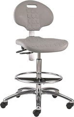 Bevco - 20-1/2 to 30-1/2" High Adjustable Height Swivel Stool - 27" Wide x 27" Deep, Polyurethane Seat, Gray - Exact Tooling