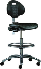 Bevco - 20-1/2 to 30-1/2" High Adjustable Height Swivel Stool - 27" Wide x 27" Deep, Polyurethane Seat, Black - Exact Tooling