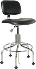 Bevco - 24-1/2 to 29-1/2" High Adjustable Height Swivel Stool - 22" Wide x 22" Deep, Vinyl Seat, Black - Exact Tooling