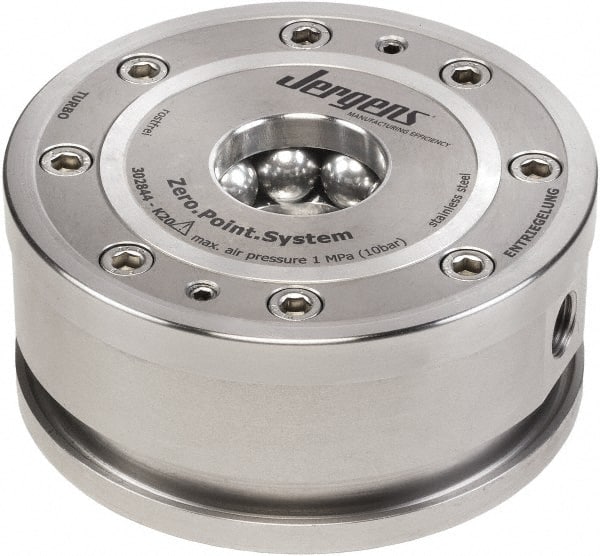 Jergens - ZPS Pneumatic CNC Quick Change Clamping Module - 1 Module Center, M77.5 Top Mount, 25 kN Retention Force, 50 bar (725 Lb/Sq In) Unlocking Pressure, 0.005mm Repeatability - Exact Tooling