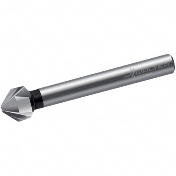 Walter-Titex - 7mm Head Diam, 6mm Shank Diam, 3 Flute 90° High Speed Steel Countersink - Bright Finish, 50mm OAL, Single End, Straight Shank, Right Hand Cut - Exact Tooling