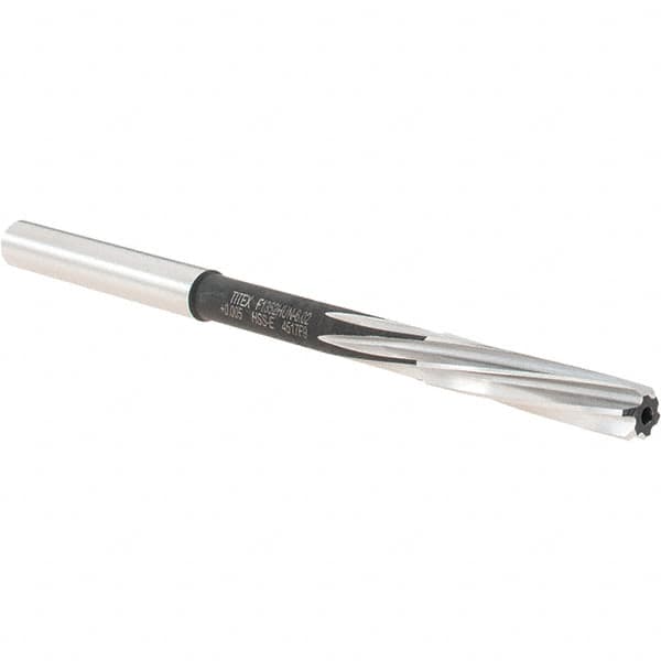 Walter-Titex - 6.02mm Cobalt 6 Flute Chucking Reamer - Spiral Flute, 6.3mm Straight Shank, 28mm Flute Length, 101mm OAL - Exact Tooling