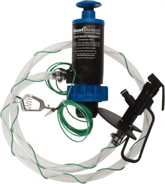 GoatThroat Pumps - 3/8" Outlet, 4 GPM, Polypropylene Hand Operated Transfer Pump - 56" OAL, For up to 55 Gal Drums, For Class I & II Flammable & Combustible Liquids - Exact Tooling
