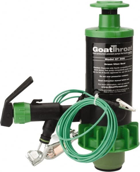 GoatThroat Pumps - 3/8" Outlet, 4 GPM, Polypropylene Hand Operated Transfer Pump - 56" OAL, For up to 55 Gal Drums, For Class I & II Flammable & Combustible Liquids - Exact Tooling
