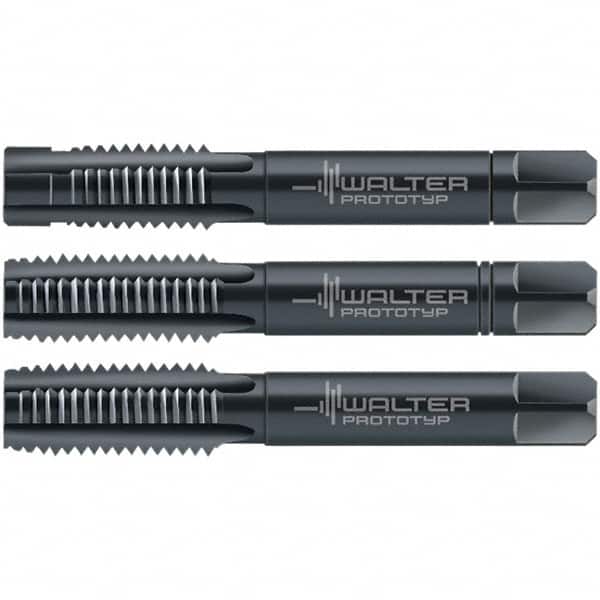 Walter-Prototyp - M8x1.25 Metric, 3 Flute, Modified Bottoming & Plug, Oxide Finish, Cobalt Tap Set - Right Hand Cut, 63mm OAL, 3/4" Thread Length, 6HX Class of Fit, Series 30063 - Exact Tooling