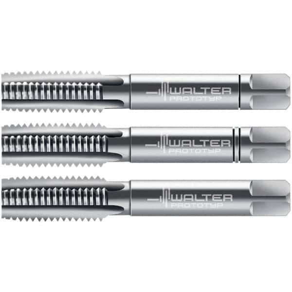 Walter-Prototyp - M5x0.80 Metric, 3 Flute, Modified Bottoming, Plug & Taper, Bright Finish, High Speed Steel Tap Set - Right Hand Cut, 50mm OAL, 0.5118" Thread Length, 6H Class of Fit, Series 30060 - Exact Tooling