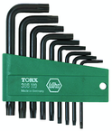 9 Piece - T8s; T9s; T10s; T15s; T20s; T25s; T27s; T30s; T40s - Black Finish Security - Torx Short Arm L-Key Set - Exact Tooling