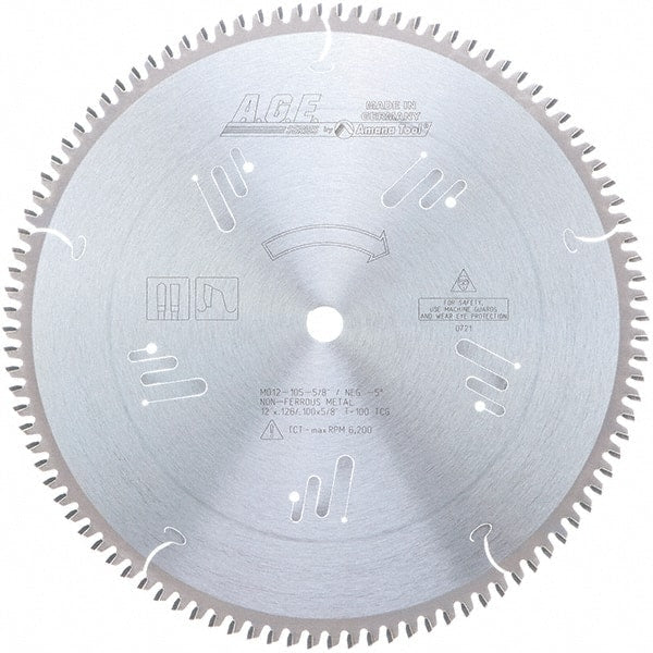 Amana Tool - 12" Diam, 5/8" Arbor Hole Diam, 100 Tooth Wet & Dry Cut Saw Blade - Carbide-Tipped, Clean Action, Standard Round Arbor - Exact Tooling