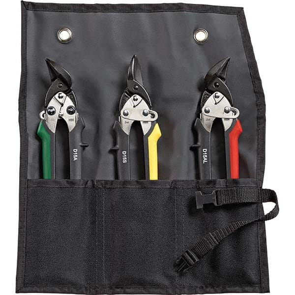 Bessey - Snip & Shear Sets; Type: Aviation Snip Set ; Pattern: Left; Right; Straight ; Number of Pieces: 3 ; Handle Color: Red, Green, Yellow - Exact Tooling