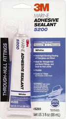 3M - 3 oz Tube White Polyurethane Marine Adhesive Sealant - 190°F Max Operating Temp, 48 hr Tack Free Dry Time - Exact Tooling
