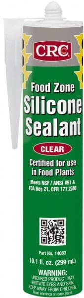 CRC - 10.1 oz Cartridge Clear Hydroxy-Terminated Polydimethylsiloxane/Silica Food Grade Silicone Sealant - -70 to 400°F Operating Temp, 60 min Tack Free Dry Time, 24 hr Full Cure Time - Exact Tooling