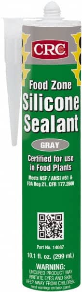 CRC - 10.1 oz Cartridge Gray Hydroxy-Terminated Polydimethylsiloxane/Silica Food Grade Silicone Sealant - -70 to 400°F Operating Temp, 60 min Tack Free Dry Time, 24 hr Full Cure Time - Exact Tooling