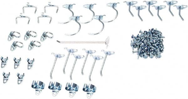 Triton - 64 Piece, Pegboard Hook Set - 302 Stainless Steel - Exact Tooling