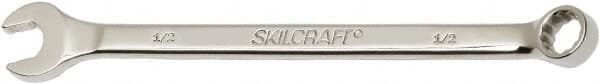 Ability One - 1/2" 12 Point Combination Wrench - 15° Offset Angle, Steel, Chrome Finish - Exact Tooling