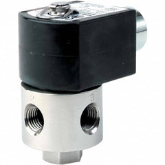 Parker - 120/60 - 110/50 VAC 1/8" NPT Port Brass Three-Way Direct Acting Solenoid Valve - Exact Tooling