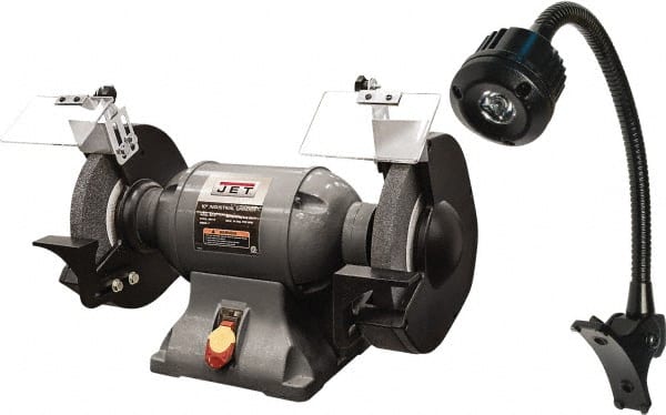 Jet - 10" Wheel Diam x 1" Wheel Width, 1-1/2 hp Grinder - 1" Arbor Hole Diam, 1 Phase, 1,720 Max RPM, 115 Volts - Exact Tooling