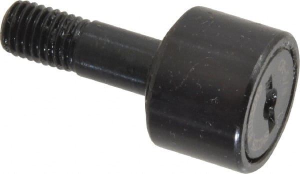 Accurate Bushing - 5/8" Roller Diam x 7/16" Width, 1/4" Stud Diam x 3/4" Length, Stud Cam Follower - Steel, 5/16" Thread Length, 1/4-28 Thread, 1-3/16" OAL, 1,320 Lb Dynamic Cap, 1,250 Lb Static Cap - Exact Tooling