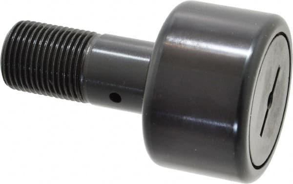 Accurate Bushing - 2" Roller Diam x 1-1/4" Width, 7/8" Stud Diam x 2" Length, Stud Cam Follower - Steel, 1" Thread Length, 7/8-14 Thread, 3-1/4" OAL, 10,370 Lb Dynamic Cap, 10,700 Lb Static Cap - Exact Tooling