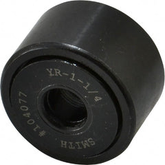 Accurate Bushing - 3/8" Bore, 1-1/4" Roller Diam x 3/4" Roller Width, Steel Yoke Cam Follower - 4,470 Lb Dynamic Load Capacity, 13/16" Overall Width - Exact Tooling